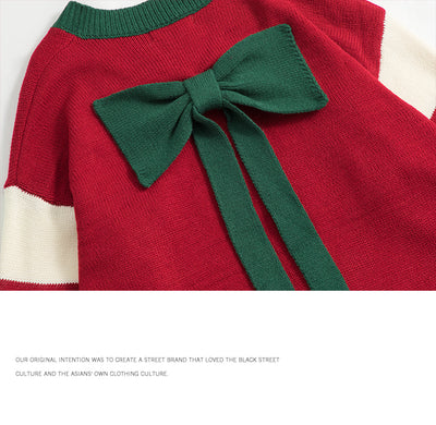 Suéter Navideño Suelto con Cuello V y Bloques de Color - Image 12