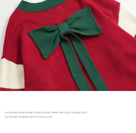 Suéter Navideño Suelto con Cuello V y Bloques de Color - Image 12