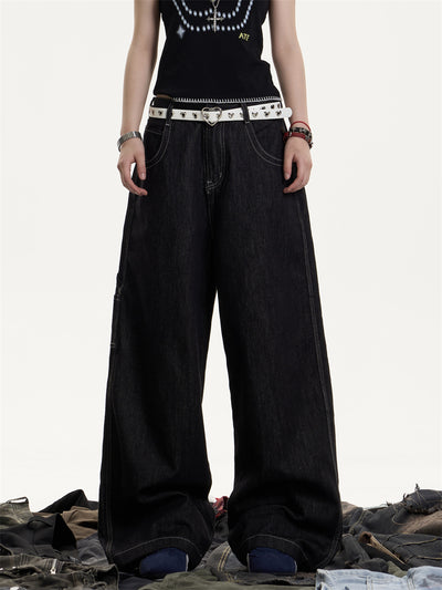 Jeans Retro Americano Desgastado Mujer Corte Recto Holgado - Image 5