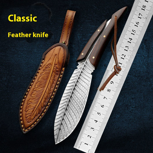 Cuchillo Outdoor Feather con Filo Recto y Estuche Integrado