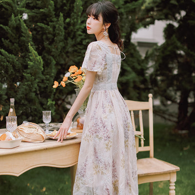 Vestido Retro de Encaje Floral con Elegancia Vintage - Image 5