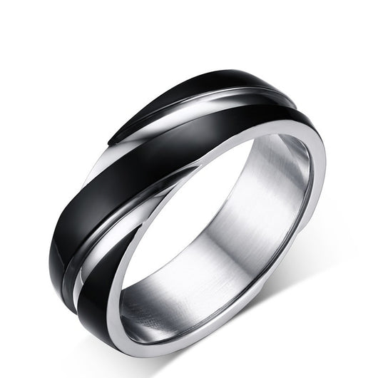 Anillo de Acero de Titanio Negro para Hombre con Diseño Twill - Image 8