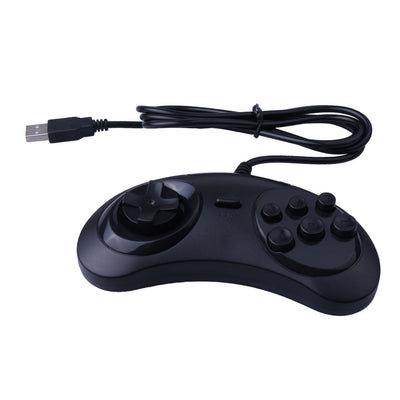 Black USB computer game controller with a classic design, featuring a D-pad, six action buttons, and a start button. - Image 10