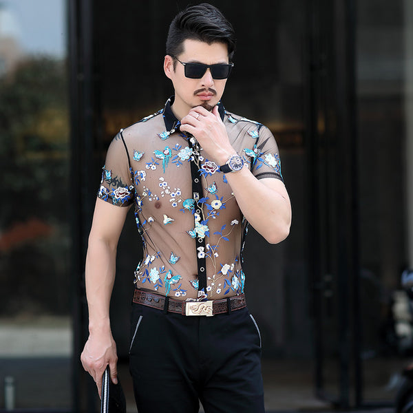 Camisa Floral Manga Corta Transpirable Sin Planchado Hombre