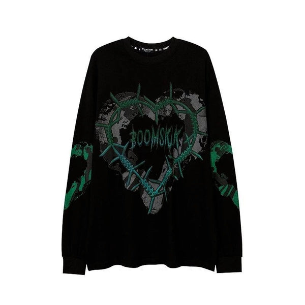 Sudadera Oversize Gótica Punk con Estampado - Manga Larga Estilo Harajuku - Image 2