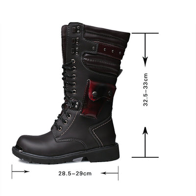 Botas Militares Altas de Cuero para Hombre con Detalles de Trabajo - Image 8