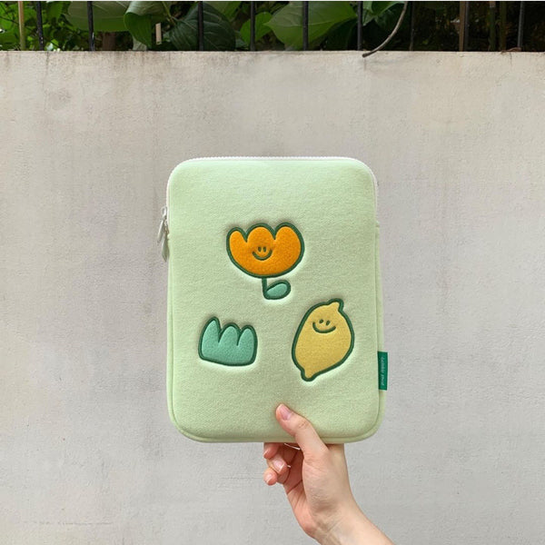 Bolsa para Laptop con Bordado de Flores de Limón - Diseño Exclusivo