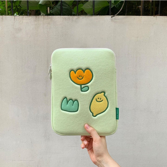 Bolsa para Laptop con Bordado de Flores de Limón - Diseño Exclusivo