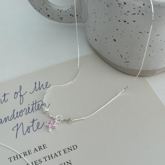 Collar de Plata S925 Estrella Diamante Colores Pastel - Diseño Delicado para Clavícula - Image 14