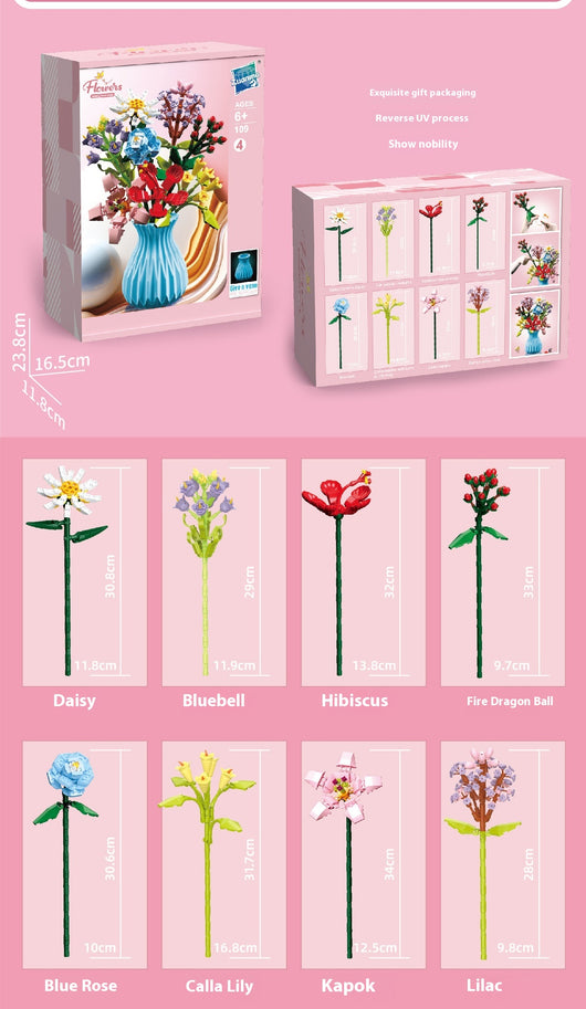 Bloques de Construcción Flores con Piezas Pequeñas - Juguete Educativo Armable - Image 16