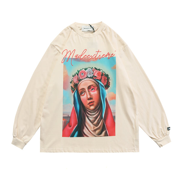 Camiseta Manga Larga Retro con Estampado de Retrato - Estilo Urbano Europeo - Image 5