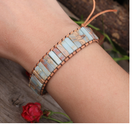 Pulsera de Cuero con Jaspe Natural de Depósito Marino - Image 14