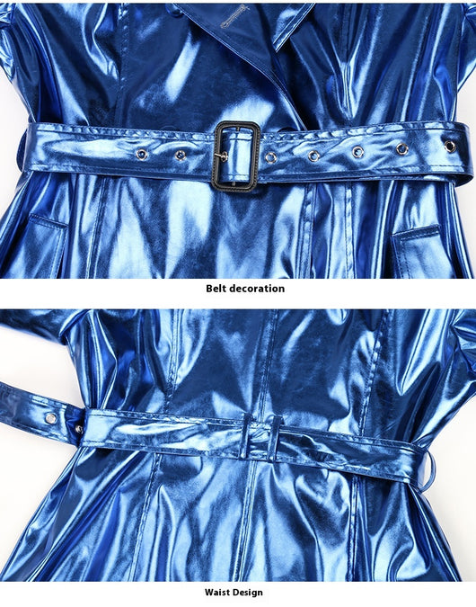 Impermeable Brillante de Cuero Patentado Largo - Image 14