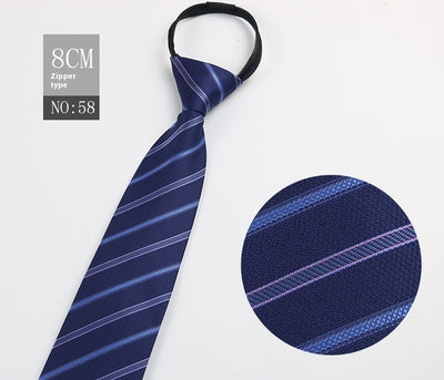 Corbata Negra Rayada Azul con Cierre Rápido - Corbata Ejecutiva Lazy Zip - Image 59