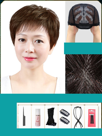 Peluca Corta de Cabello Humano Natural para Mujer - Image 10