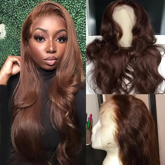 Peluca Larga Ondulada Marrón - Cobertura Completa de Cabello Rizado