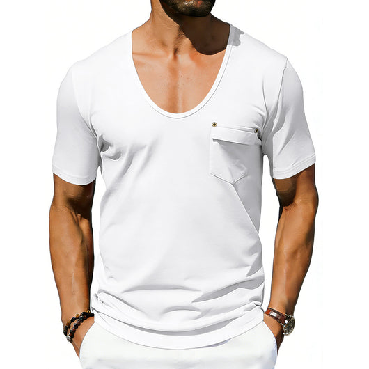 Playera Holgada Casual para Hombre con Cuello Amplio y Mangas Cortas - Image 13