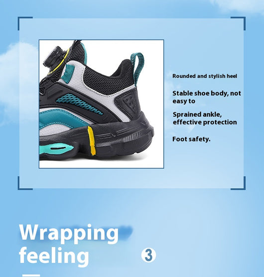 Black, white, and neon green children's basketball shoes with rotating buckle closure, featuring a mid-top design. - Image 26