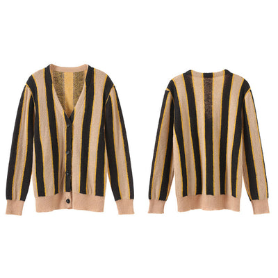 Cardigan Tejido de Rayas Verticales Holgado y Cómodo - Image 7