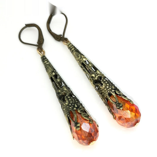 Aretes Largos de Cristal Vintage Lujo con Diseño Floral - Image 4