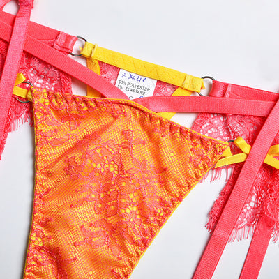 Set de Lencería Calcetines con Malla Calada y Contraste de Colores - Image 4