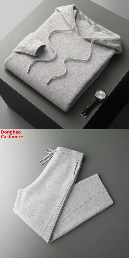 Conjunto Deportivo Lana Pura Hombre: Sudadera sin Costuras y Pantalón Tejido con Cordón - Image 8