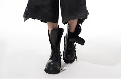 Pantalón Cropped Holgado con Doble Cintura y Costuras Lavadas para Hombre - Image 9