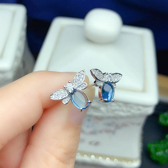 Aretes de Topacio Azul Natural