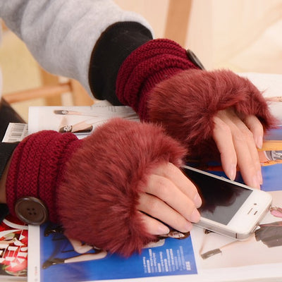 Guantes Tejidos Cálidos de Botones con Dedos Abiertos para Mujer - Image 7