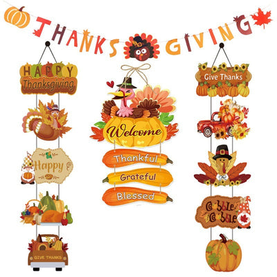Bandera Decorativa Otoño Acción de Gracias con Hojas de Arce, Pavo y Calabaza - Image 11