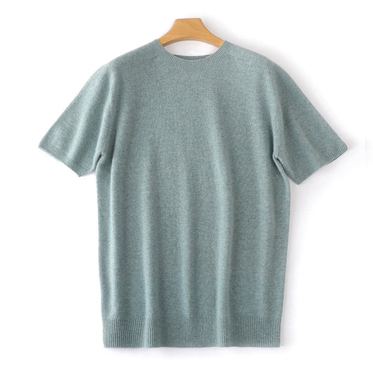 Suéter Tejido Manga Corta Hombre - Camiseta Casual Color Sólido - Image 4