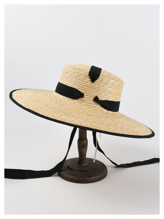 Sombrero de Paja Trenzado con Tiras - Estilo Europeo y Americano para Mujer - Image 10