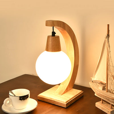 Lámpara de Mesa LED Nórdica en Madera Natural - Image 2