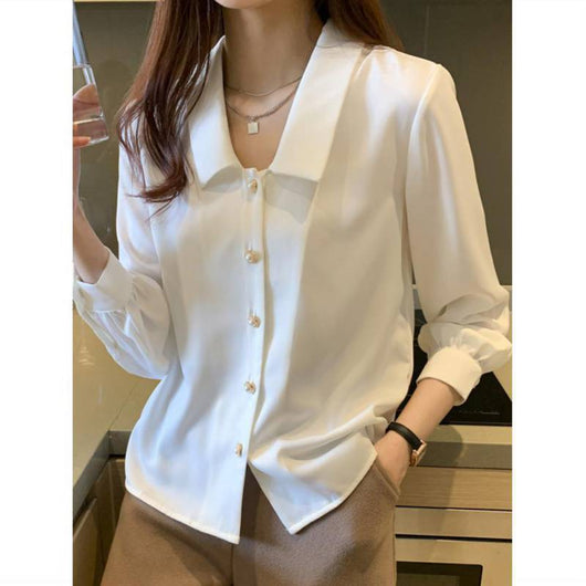 Blusa de Satén Estilo Coreano con Mangas Largas y Temperamento Exclusivo - Image 2