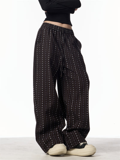 Pantalones Rectos Jacquard Retro Versátiles de Cintura Alta - Image 7