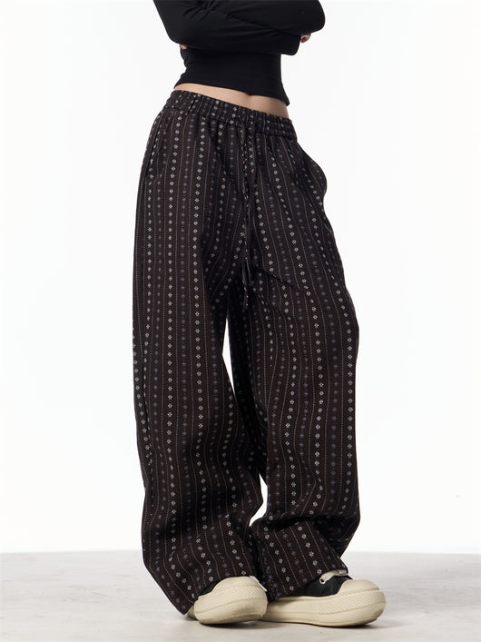 Pantalones Rectos Jacquard Retro Versátiles de Cintura Alta - Image 7