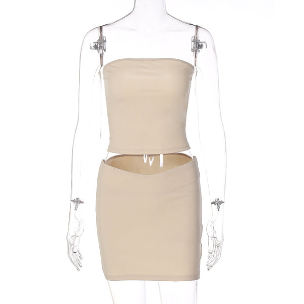 Conjunto de Verano Elegante: Top Rayado y Falda Ajustada Estilo Europeo