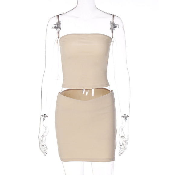 Conjunto de Verano Elegante: Top Rayado y Falda Ajustada Estilo Europeo