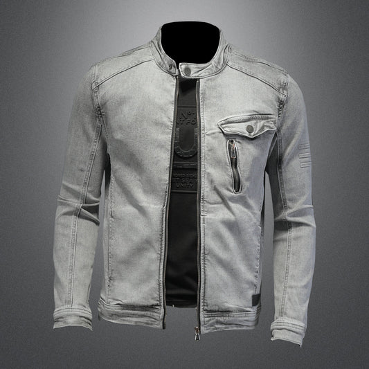 Chaqueta Denim Stretch con Cierre para Hombre - Ajuste Premium