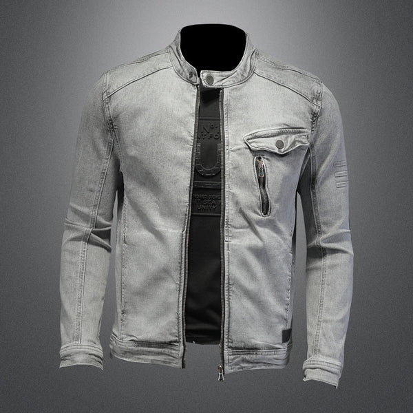 Chaqueta Denim Stretch con Cierre para Hombre - Ajuste Premium