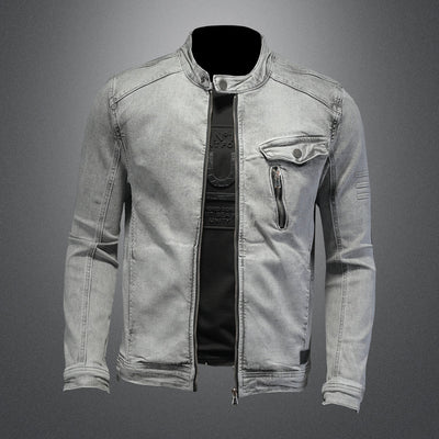 Chaqueta Denim Stretch con Cierre para Hombre - Ajuste Premium