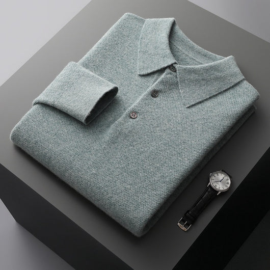 Cardigan Grueso Hombre Cuello Polo Casual Suelto - Image 4