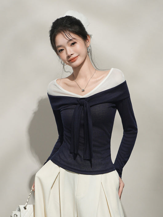 Camiseta Manga Larga Ajustada con Costuras Decorativas para Mujer - Image 6