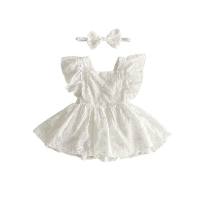 Vestido Jumpsuit Princesa para Niña con Mangas Volantes y Encaje - Image 6