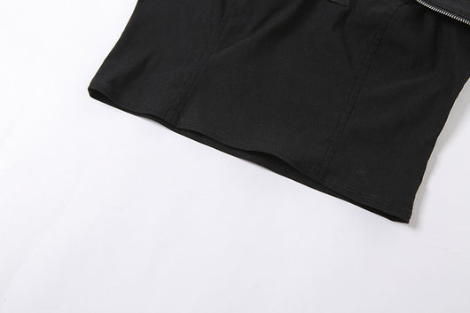 Blusa Elegante de Cuello Halter con Detalles Calados y Costuras Bicolor - Image 18