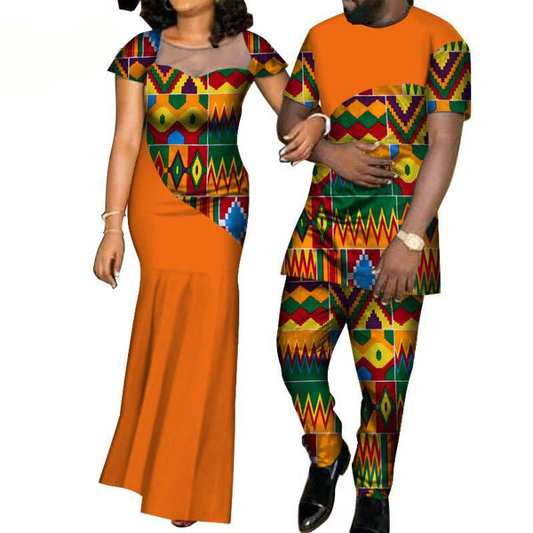 Conjunto de Traje a Juego en Algodón con Estampado Batik