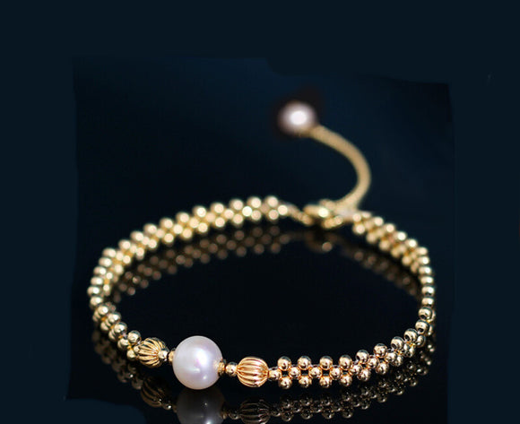 Pulsera Vintage de Perlas de Agua Dulce Tejida a Mano