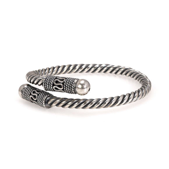 Pulsera de Plata Esterlina con Cuerda de Cáñamo Ajustable Unisex