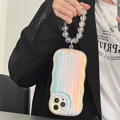 Funda Láser Degradado con Cadena de Cuentas para iPhone 14, 13, 12, 11 Pro Max - Image 4