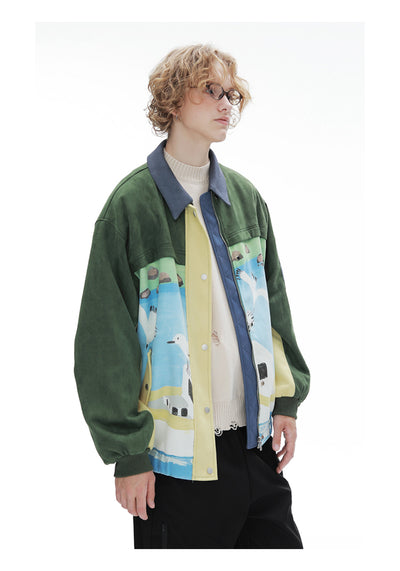 Chaqueta de Gamuza Estilo Retro Patchwork para Hombre - Image 8